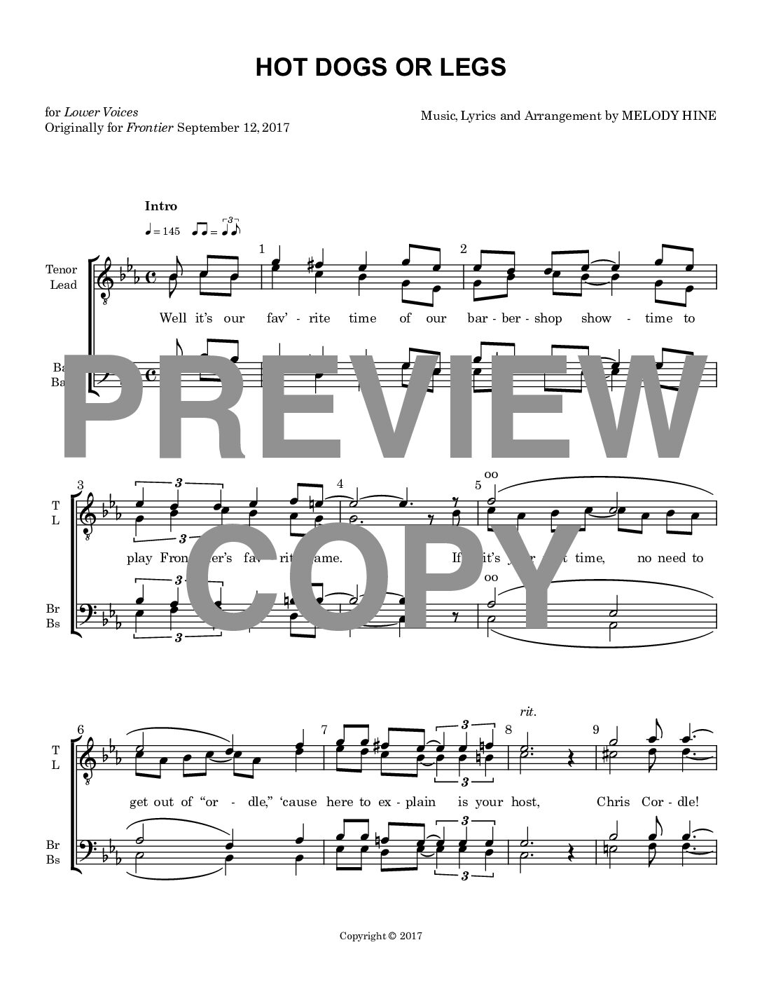 Hot Dogs or Legs - Barbershop Lower Voices - Image 2