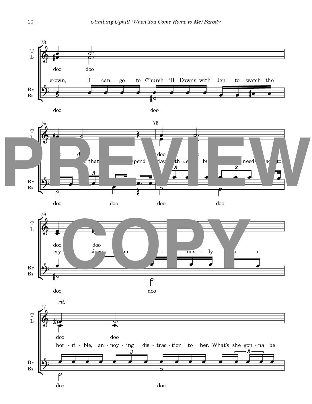 Climbing Uphill (When You Come Home to Me) Parody - Barbershop Upper Voices - Image 11