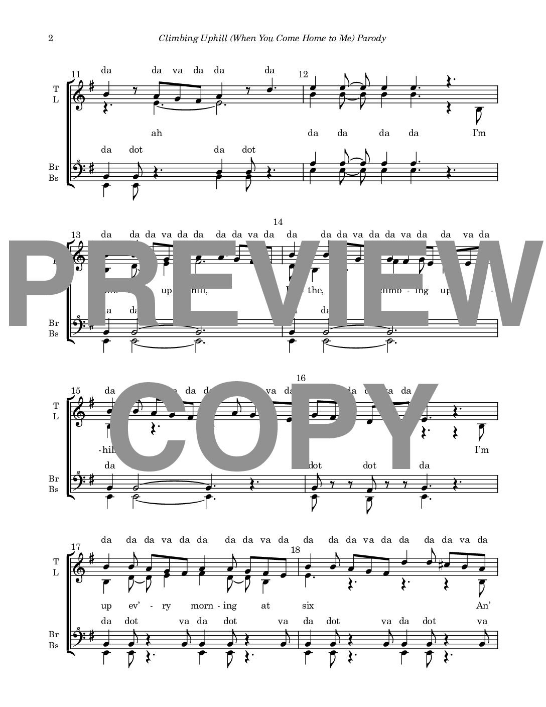 Climbing Uphill (When You Come Home to Me) Parody - Barbershop Upper Voices - Image 3