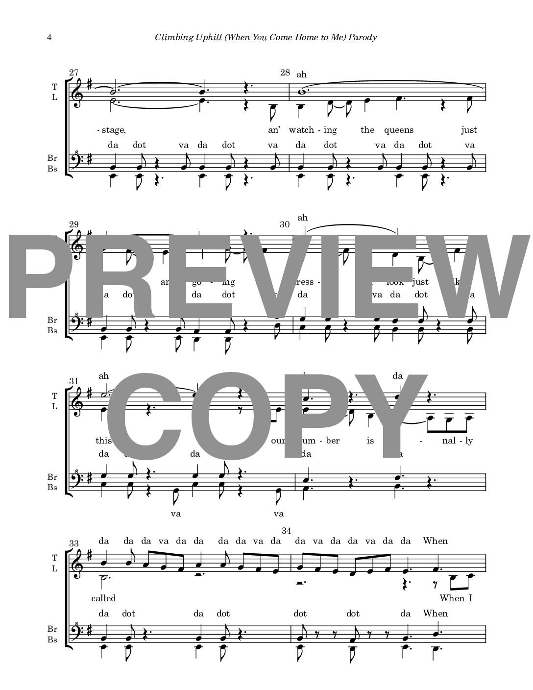 Climbing Uphill (When You Come Home to Me) Parody - Barbershop Upper Voices - Image 5