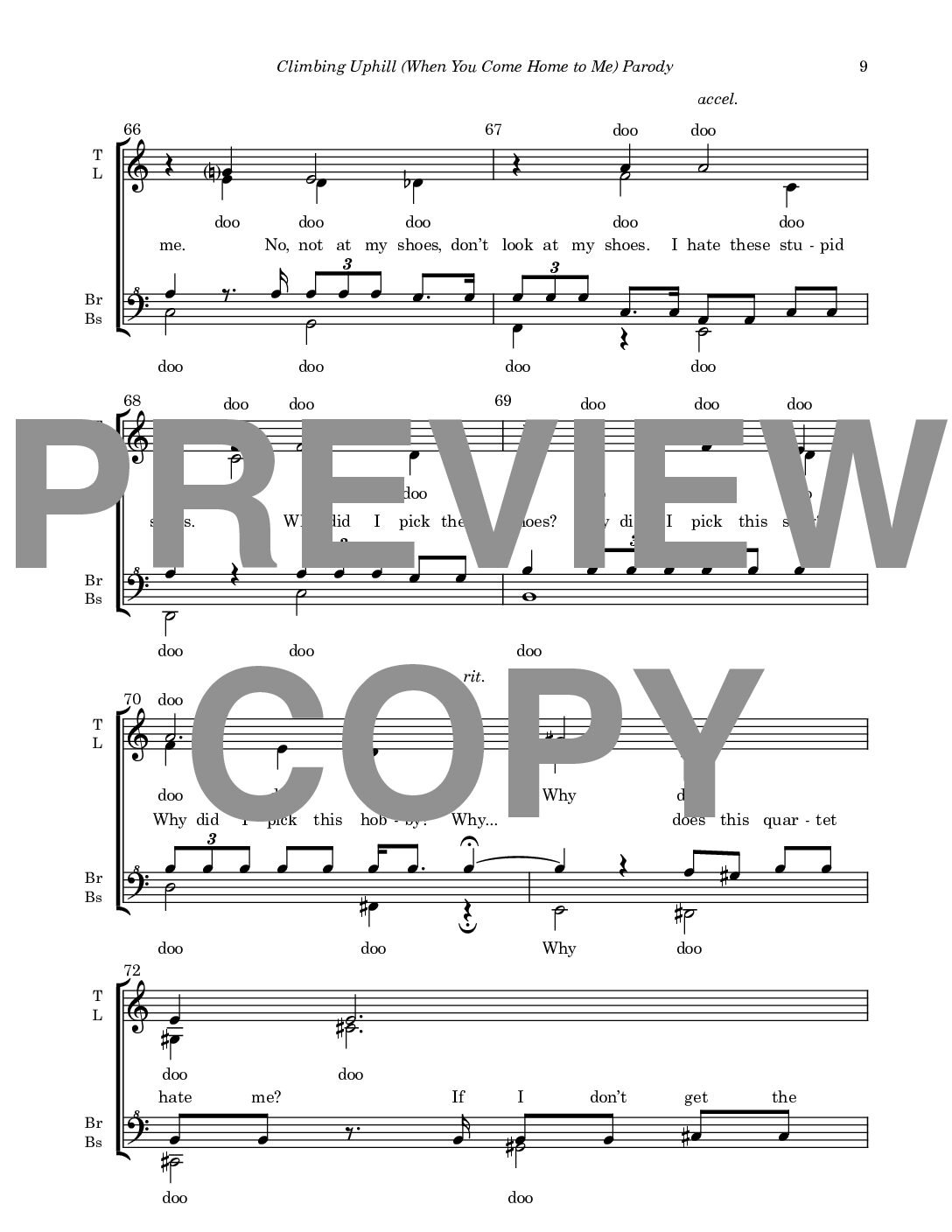 Climbing Uphill (When You Come Home to Me) Parody - Barbershop Upper Voices - Image 10
