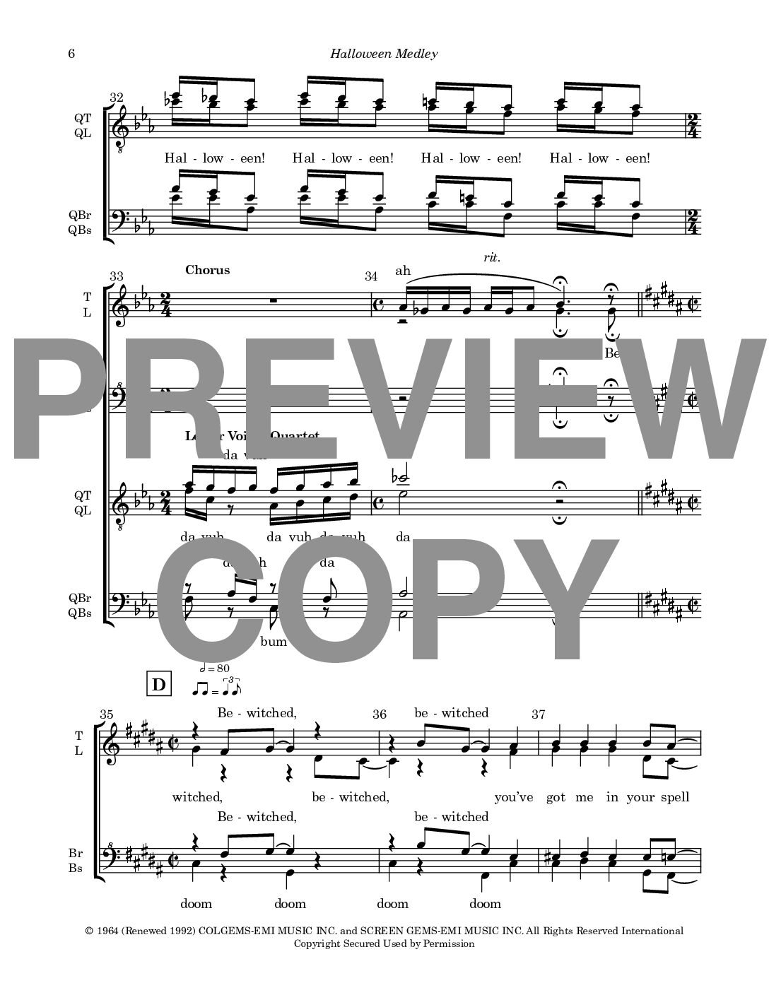 Halloween Medley - Barbershop Upper Voices + Lower Voices Quartet - Image 7