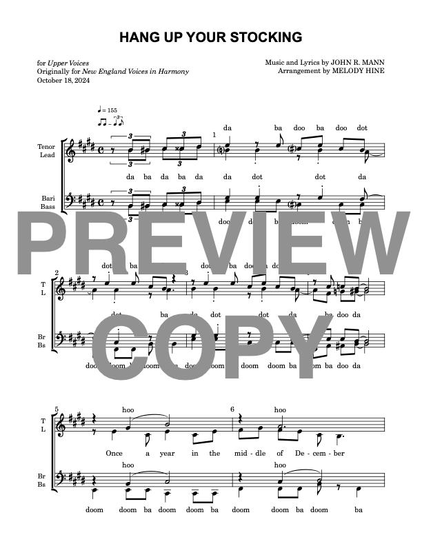 Hang Up Your Stocking - Barbershop Upper Voices - Image 2