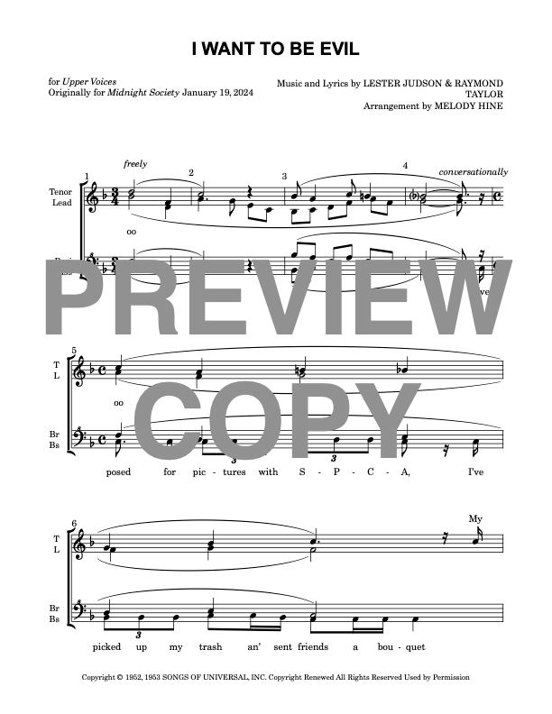 I Want to Be Evil - Barbershop Upper Voices - Image 2