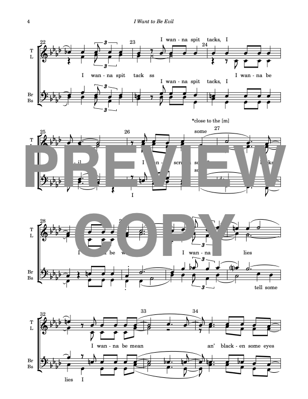 I Want to Be Evil - Barbershop Upper Voices - Image 5